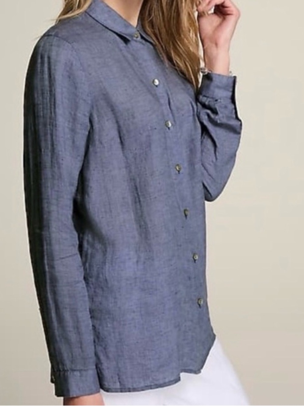 J. Jill Blue Long Sleeve Button-Down Linen Shirt Blouse Sz 2X NWT Reg $89